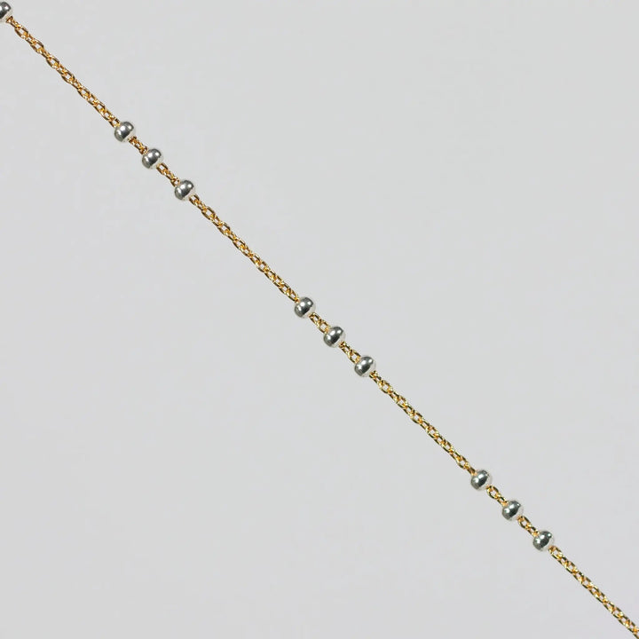 Chelsea Permanent Jewelry Chain, Cable Satellite Design with 2mm Silver Beads, Available in Yellow Gold-Filled by Sunstone Welders