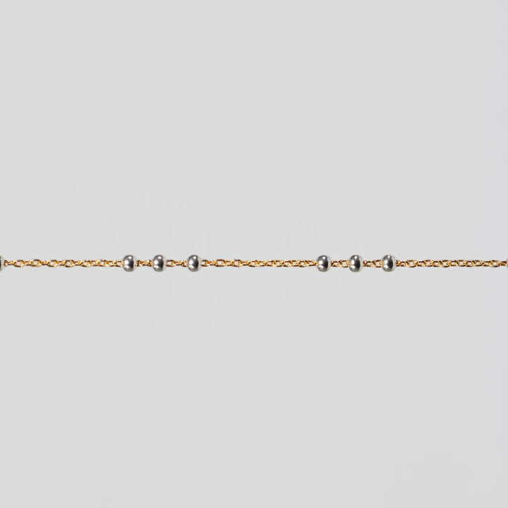Chelsea Permanent Jewelry Chain, Cable Satellite Design with 2mm Silver Beads, Available in Yellow Gold-Filled by Sunstone Welders