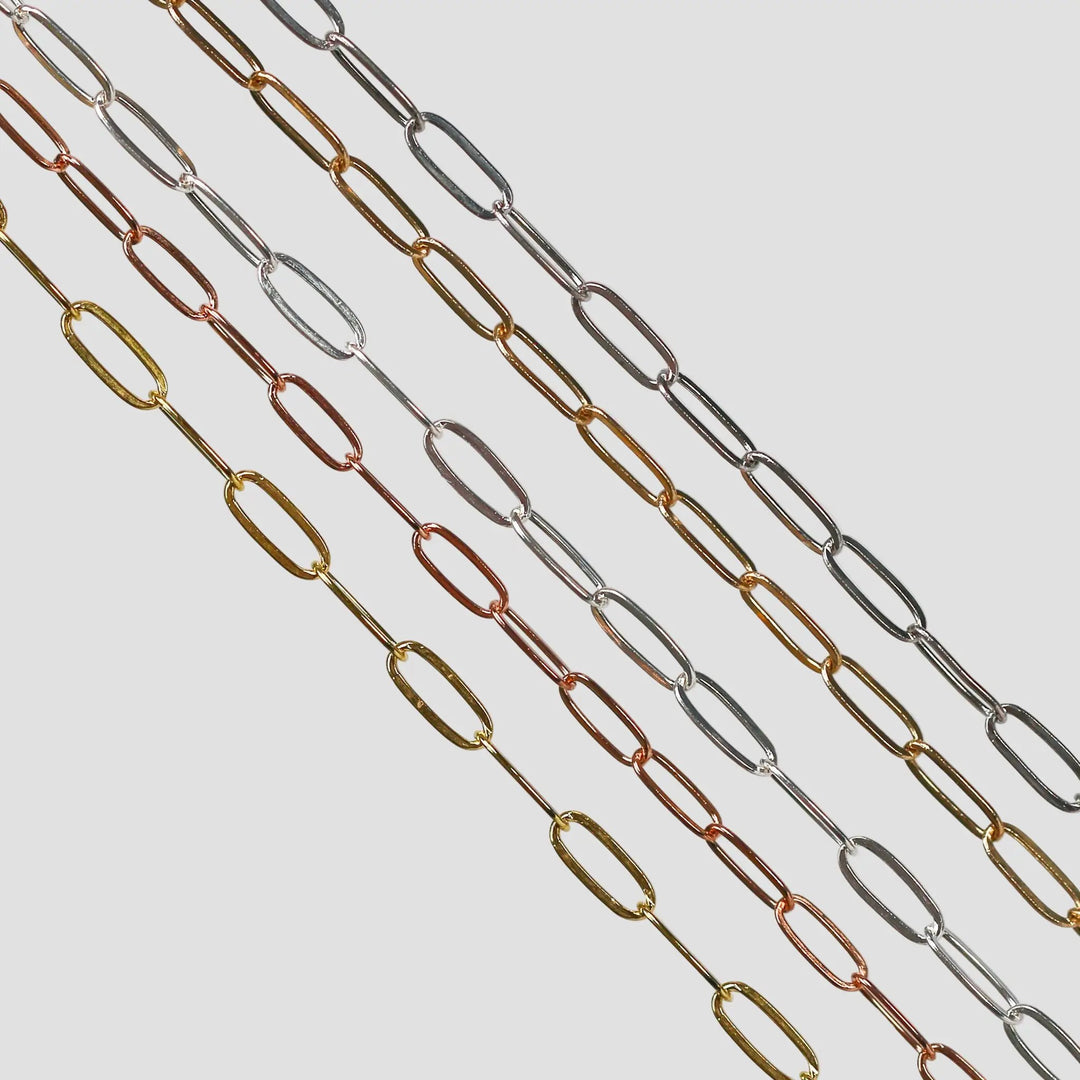 Chloe Permanent Jewelry Chain, Oval Cable Design, Flat Oval Links, Available in Gold Options and Silver by Sunstone Welders