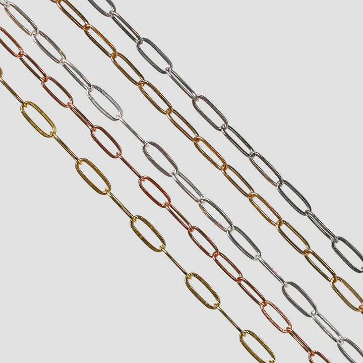 Chloe Permanent Jewelry Chain, Oval Cable Design, Flat Oval Links, Available in Gold Options and Silver by Sunstone Welders