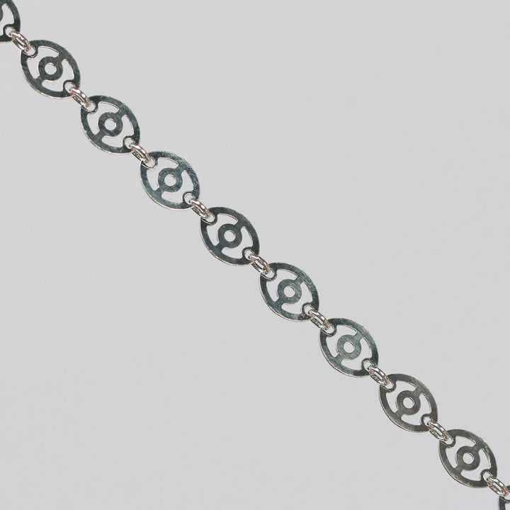 Carlotta Permanent Jewelry Chain, Oval Disc Design, Oval Small Hole Links, Available in Sterling Silver by Sunstone Welders