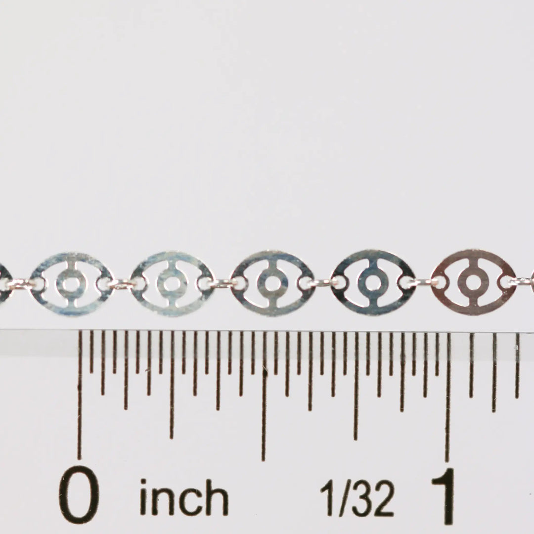 Carlotta Permanent Jewelry Chain, Oval Disc Design, Oval Small Hole Links, Available in Sterling Silver by Sunstone Welders