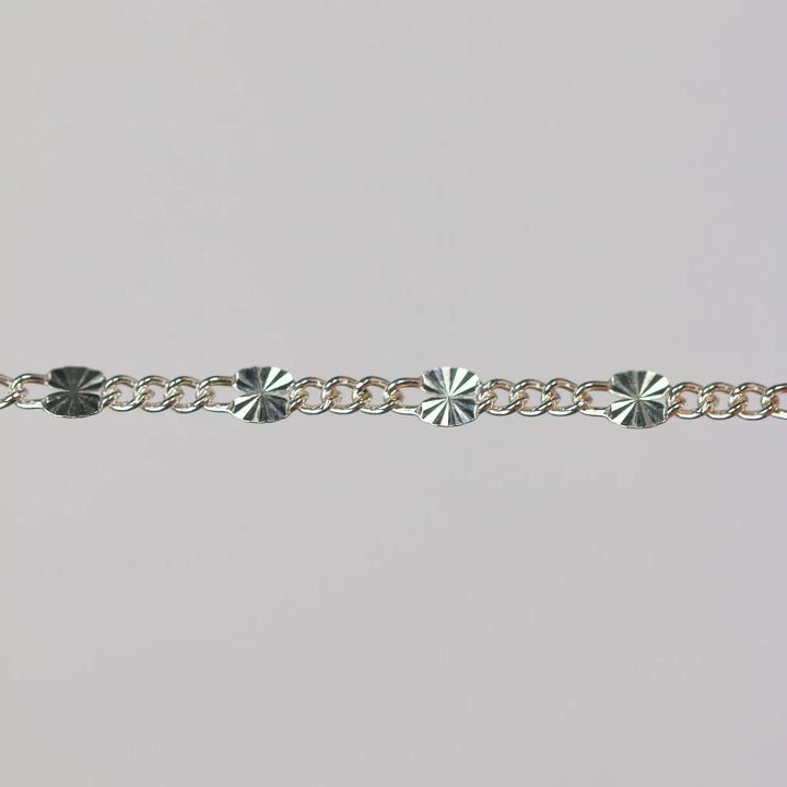 Angelica Permanent Jewelry Chain, Figaro Design, Starburst Links, Available in Gold Filled and Silver by Sunstone Welders