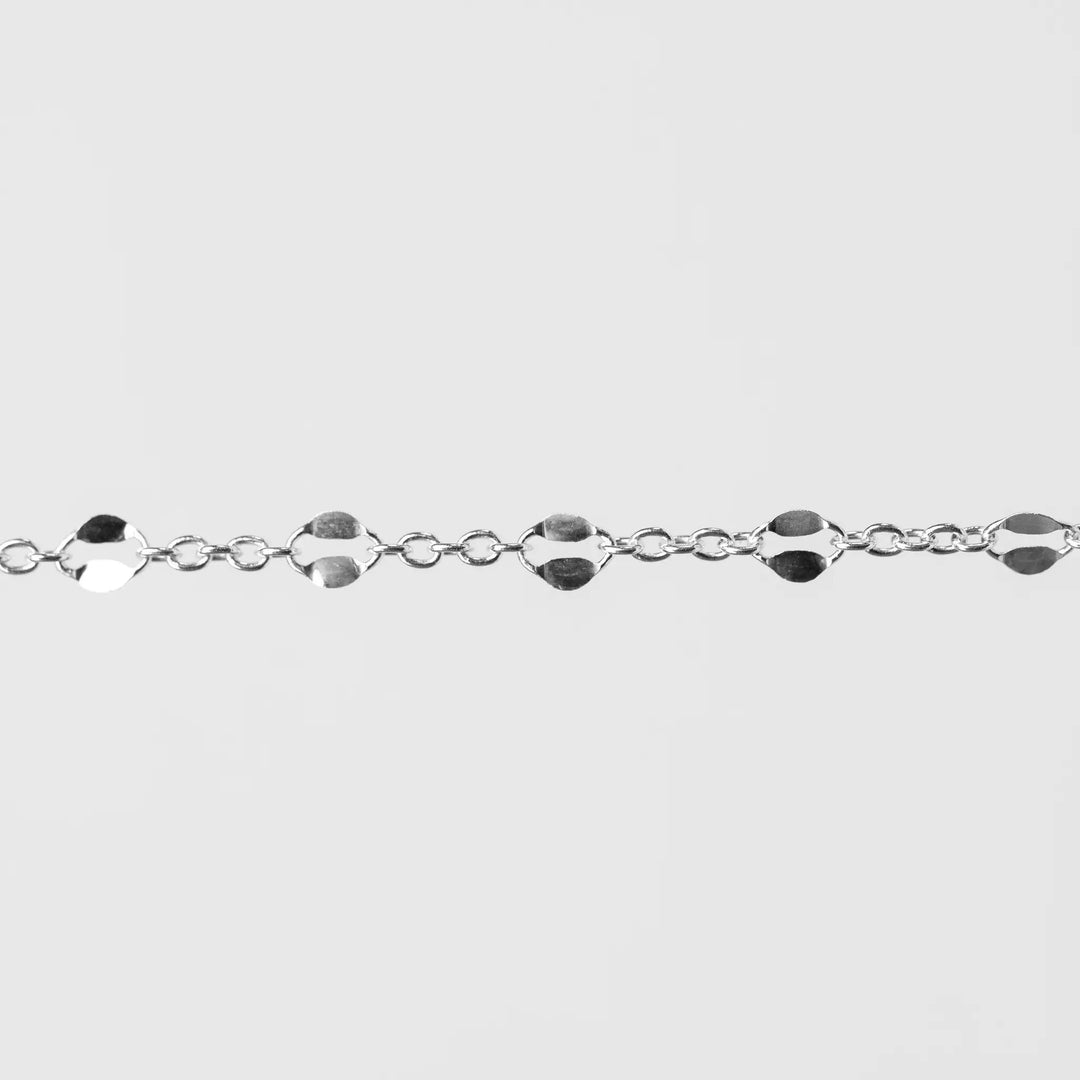 Julie Permanent Jewelry Chain, Figaro Design, Round and Hammered Oval Links, Available in Gold Filled and Silver by Sunstone Welders