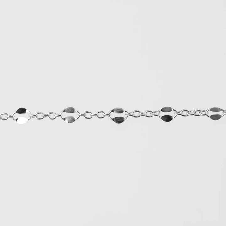 Julie Permanent Jewelry Chain, Figaro Design, Round and Hammered Oval Links, Available in Gold Filled and Silver by Sunstone Welders