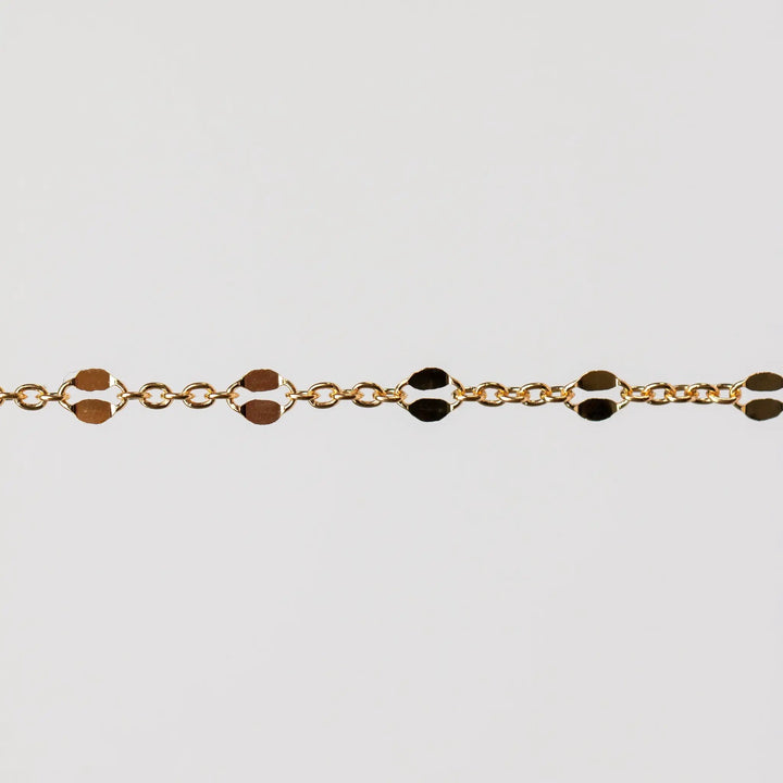 Julie Permanent Jewelry Chain, Figaro Design, Round and Hammered Oval Links, Available in Gold Filled and Silver by Sunstone Welders