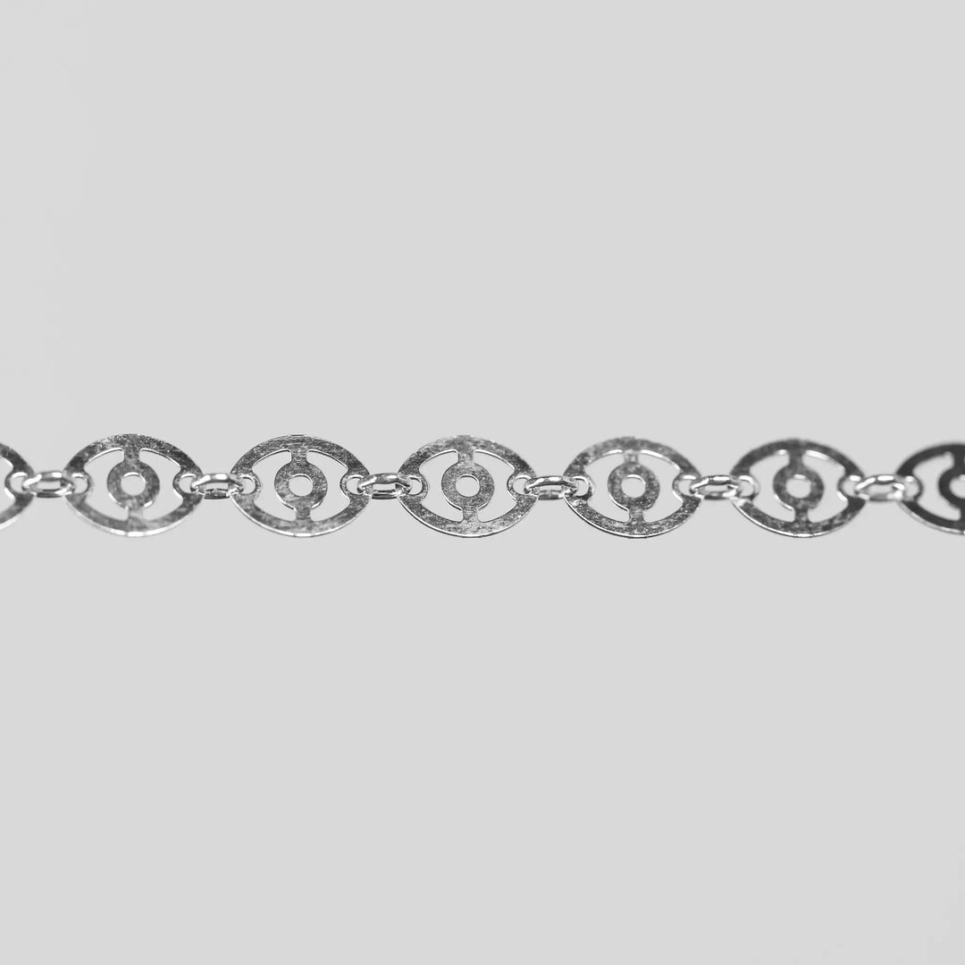 Carlotta Permanent Jewelry Chain, Oval Disc Design, Oval Small Hole Links, Available in Sterling Silver by Sunstone Welders