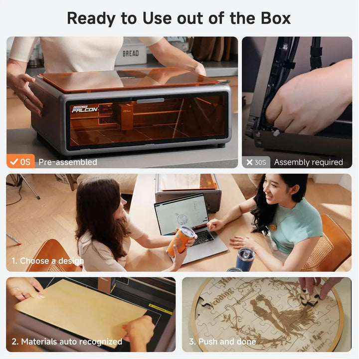 Creality Falcon A1 10W Laser Engraver, Enclosed Laser Cutter with Air Assist, HD Camera Positioning, Beginner-friendly, Class 1 Safety Laser Engravering Machine for Wood and Metal, Acrylic by SainSmart.com
