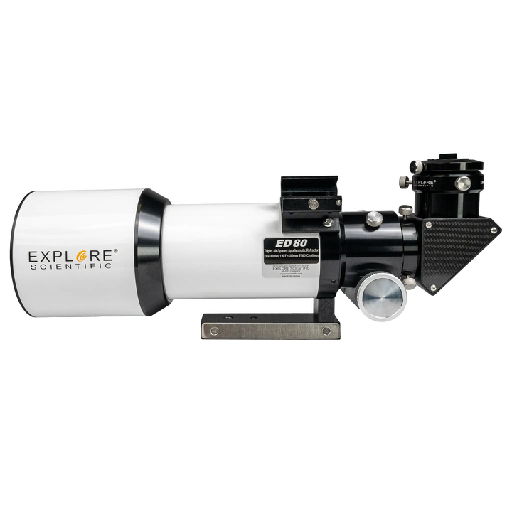 ED80 Essential Series Air-Spaced Triplet Refractor Telescope with 0.8x Focal Reducer and iEXOS-100-2 PMC-Eight Equatorial Tracker System by Explore Scientific
