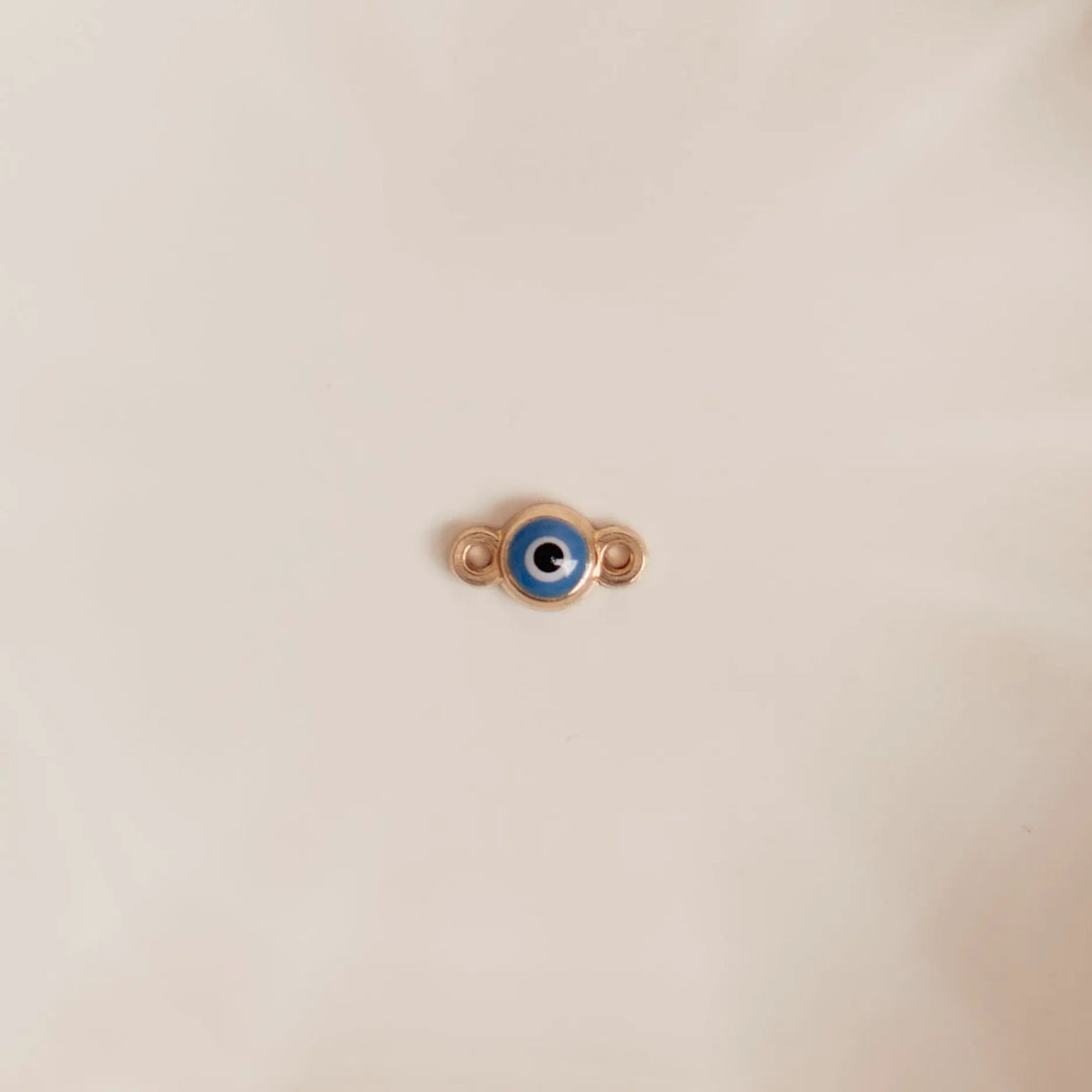 Evil Eye Design Auburn Connectors | 4 Pack | 14K Gold Filled Yellow and .925 Sterling Silver by Sunstone Welders