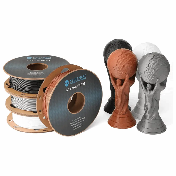 Black, White, Brown, Silver 1.75mm PRO-3 PETG Filament, 500g x 4pack by SainSmart.com