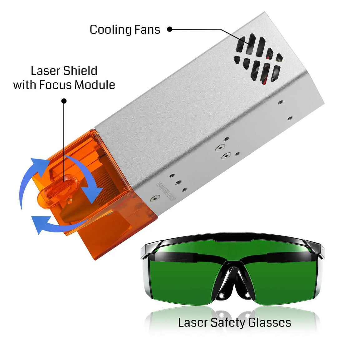 Genmitsu CFL10-40 10W FAC Laser Module for CNC Routers, 435nm, Class 4 by SainSmart.com