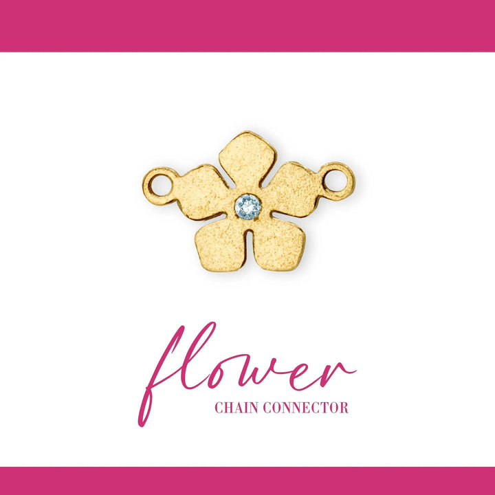 Flower Connector | 14K Gold Filled Yellow | 7.5mm | White Gemstone | 4pk by Sunstone Welders
