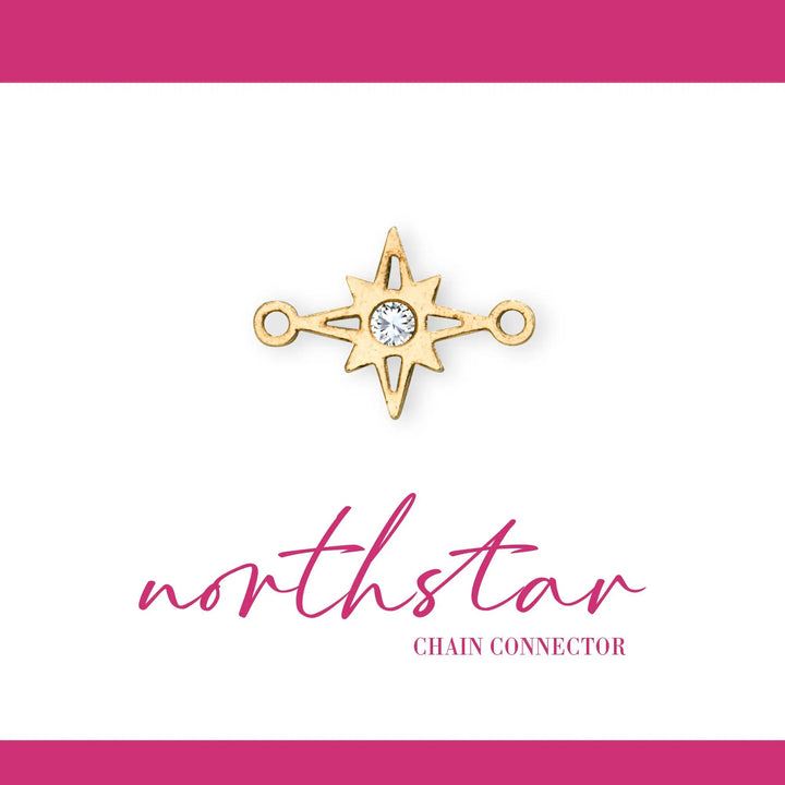 Northstar Connector | 14K Gold Filled Yellow | 10mm | White Gemstone | 4pk by Sunstone Welders