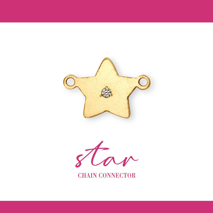 Star Connector | 14K Gold Filled Yellow | 11mm | White Gemstone | 4pk by Sunstone Welders