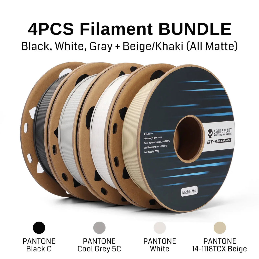 GT-3 High Speed Four-Color Bundle Matte PLA Filament, 1.75mm 500g X 4 Spools, 4.4lbs (2kg) Blue, Green, Violet, Indigo by SainSmart.com