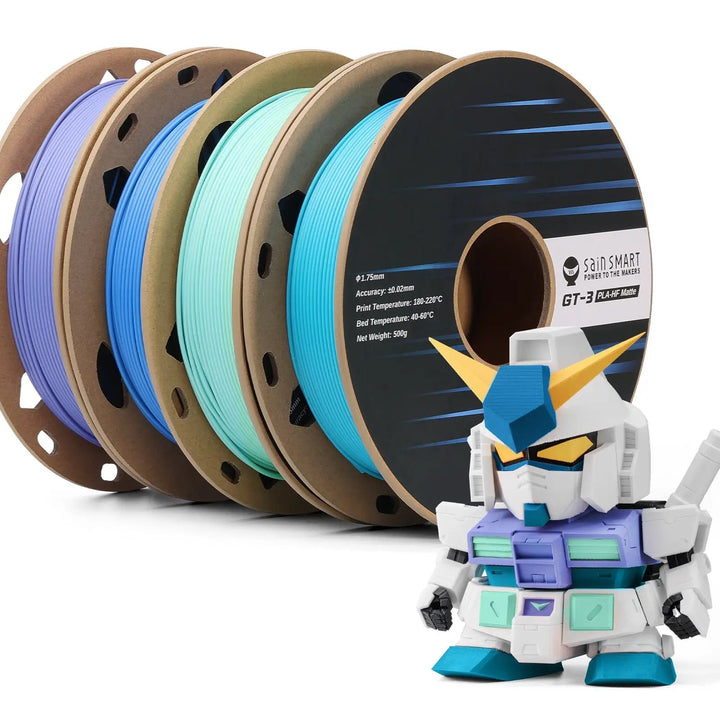 GT-3 High Speed Four-Color Bundle Matte PLA Filament, 1.75mm 500g X 4 Spools, 4.4lbs (2kg) Blue, Green, Violet, Indigo by SainSmart.com