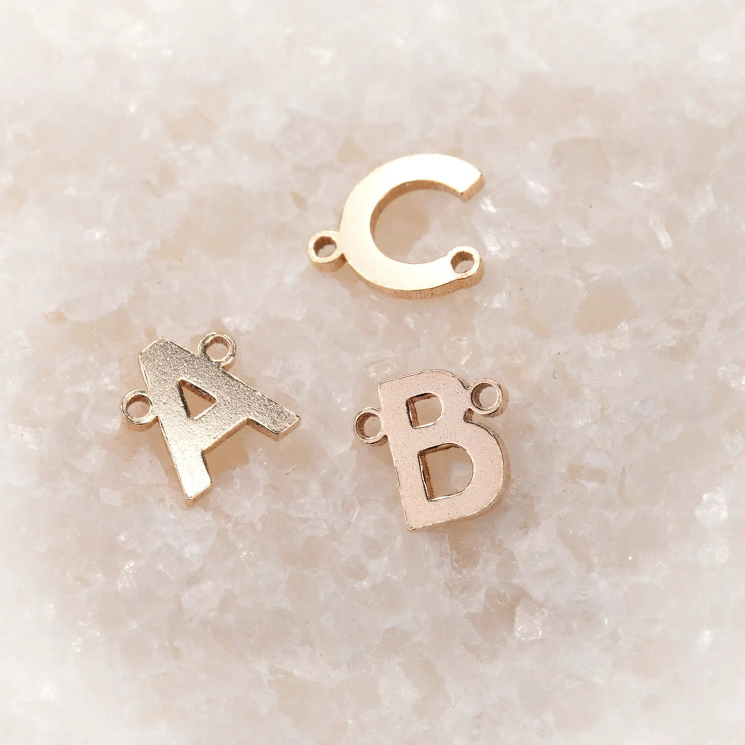 Initial Block Connectors | 6-9mm | 14K Gold Filled Yellow by Sunstone Welders