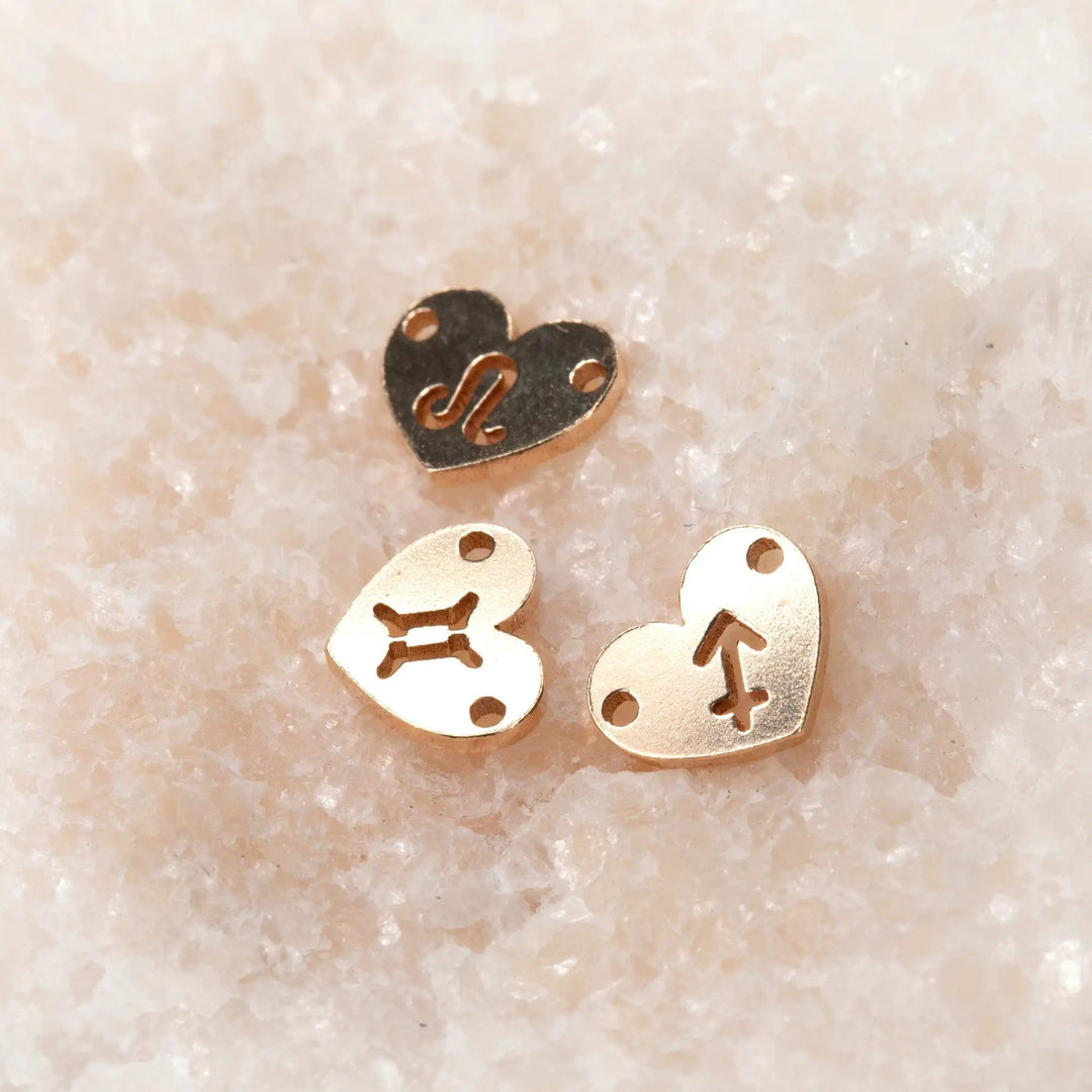 Zodiac Heart Connectors | 7.8mm | 14K Gold Filled Yellow by Sunstone Welders