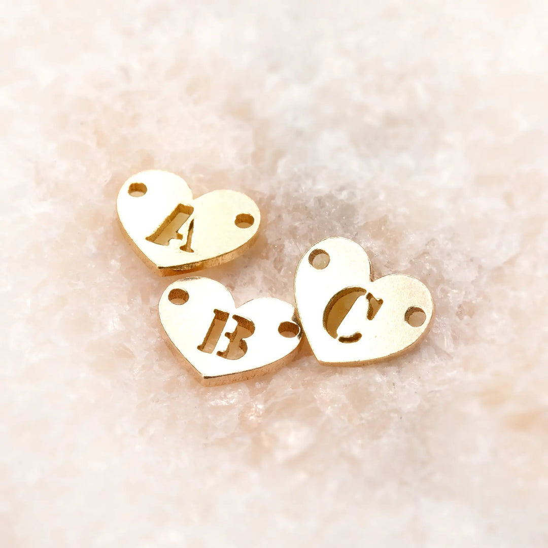 Initial Heart Connectors | 7.8mm | 14K Gold Filled Yellow by Sunstone Welders