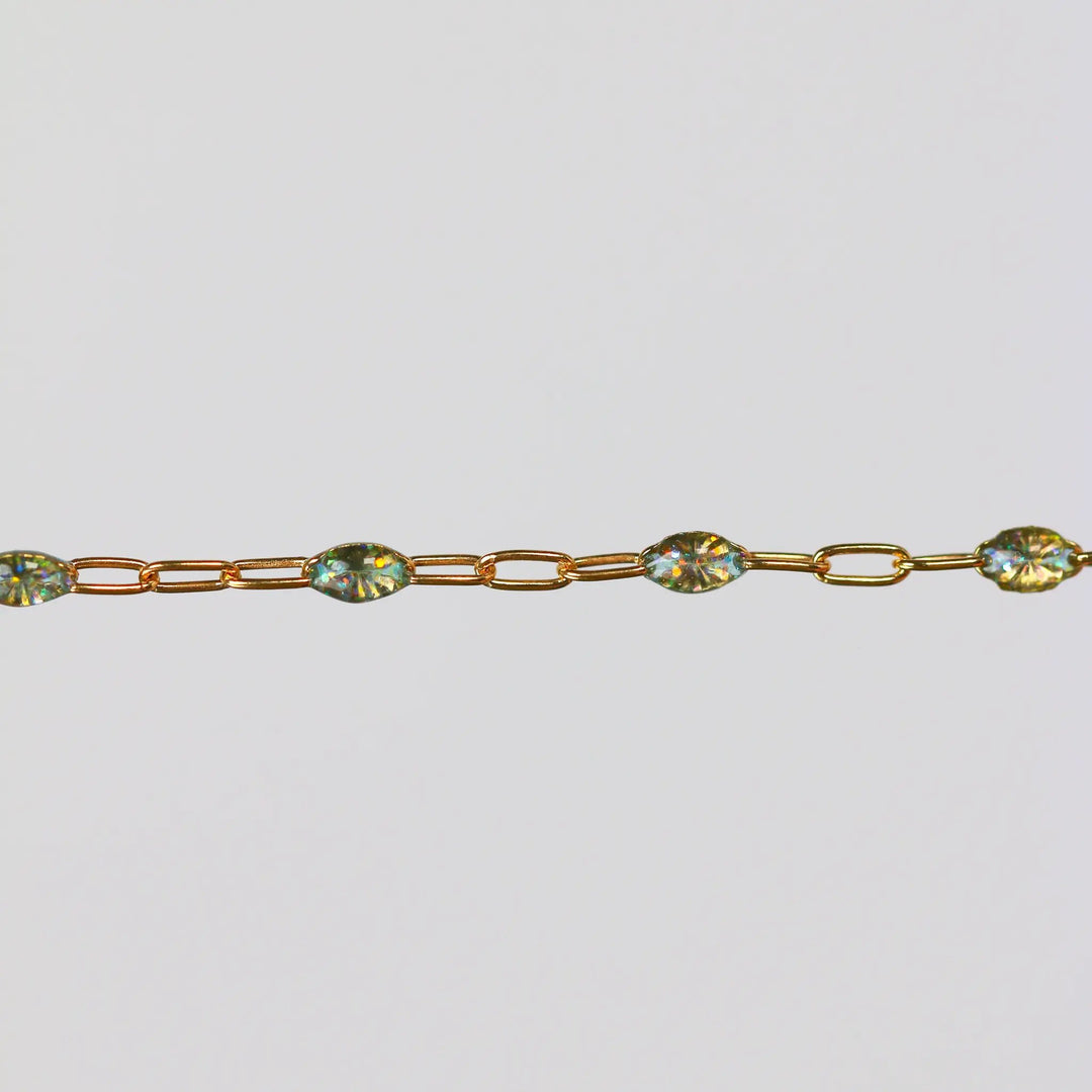 Benedetta Permanent Jewelry Chain, Opal Enamel Design, Cable Links, Available in Gold Filled and Sterling Silver by Sunstone Welders