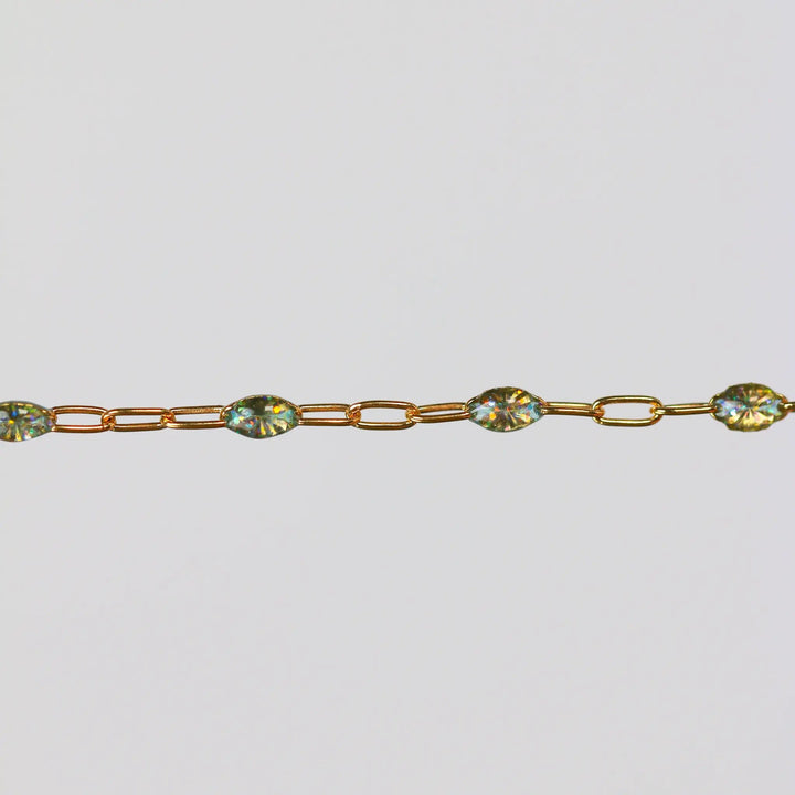 Benedetta Permanent Jewelry Chain, Opal Enamel Design, Cable Links, Available in Gold Filled and Sterling Silver by Sunstone Welders