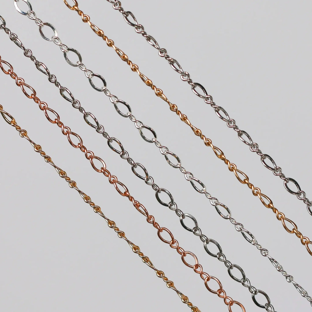 Grace Permanent Jewelry Chain, Figure 8 Design, Figure 8 Links, Available in Gold Options and Silver by Sunstone Welders