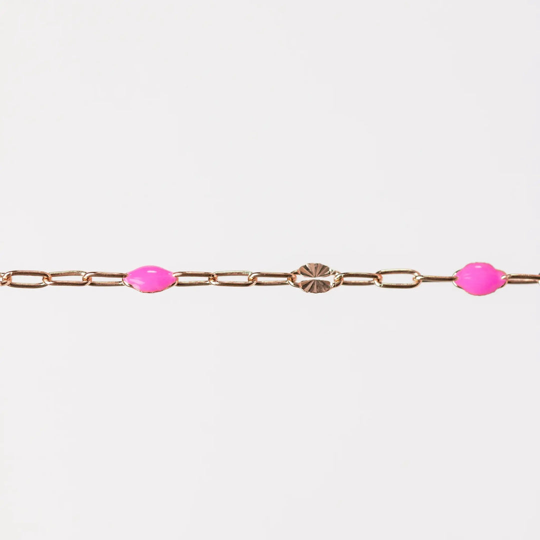 Harper Permanent Jewelry Chain, Alternating Paperclip and Starburst Links with Enamel Beads, Available in Sterling Silver by Sunstone Welders