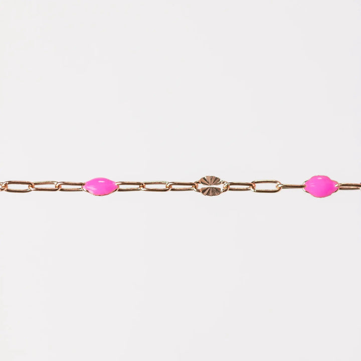 Harper Permanent Jewelry Chain, Alternating Paperclip and Starburst Links with Enamel Beads, Available in Sterling Silver by Sunstone Welders