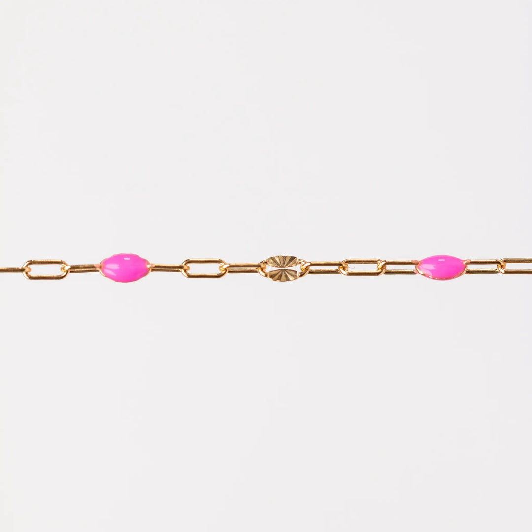 Harper Permanent Jewelry Chain, Alternating Paperclip and Starburst Links with Enamel Beads, Available in Sterling Silver by Sunstone Welders