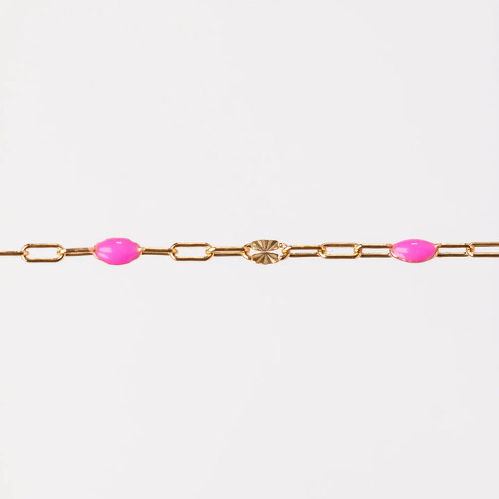 Harper Permanent Jewelry Chain, Alternating Paperclip and Starburst Links with Enamel Beads, Available in Sterling Silver by Sunstone Welders