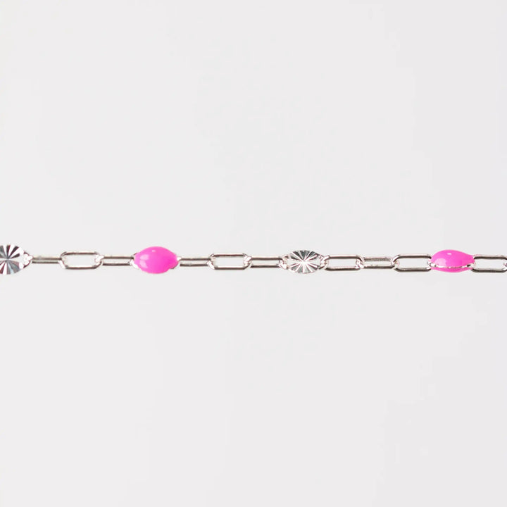 Harper Permanent Jewelry Chain, Alternating Paperclip and Starburst Links with Enamel Beads, Available in Sterling Silver by Sunstone Welders