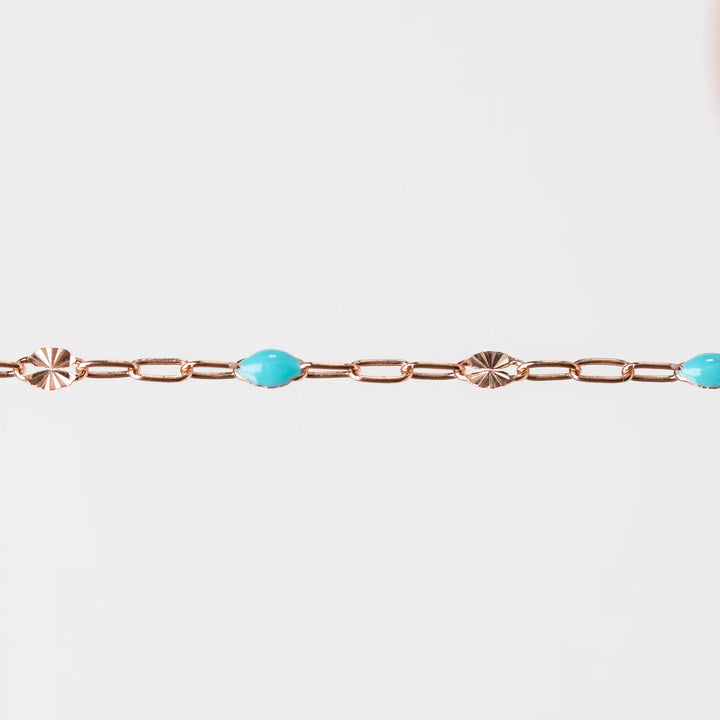 Harper Permanent Jewelry Chain, Alternating Paperclip and Starburst Links with Enamel Beads, Available in Sterling Silver by Sunstone Welders