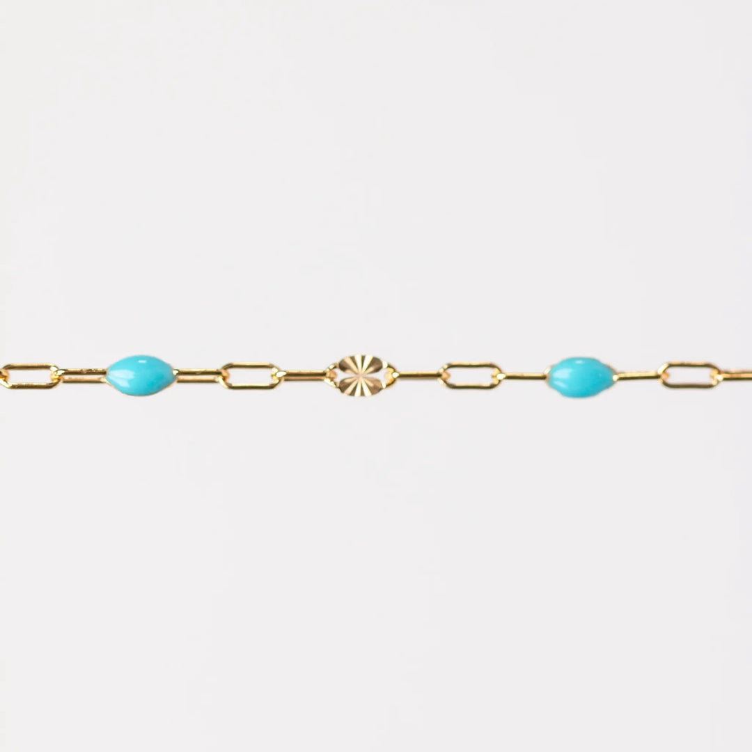 Harper Permanent Jewelry Chain, Alternating Paperclip and Starburst Links with Enamel Beads, Available in Sterling Silver by Sunstone Welders