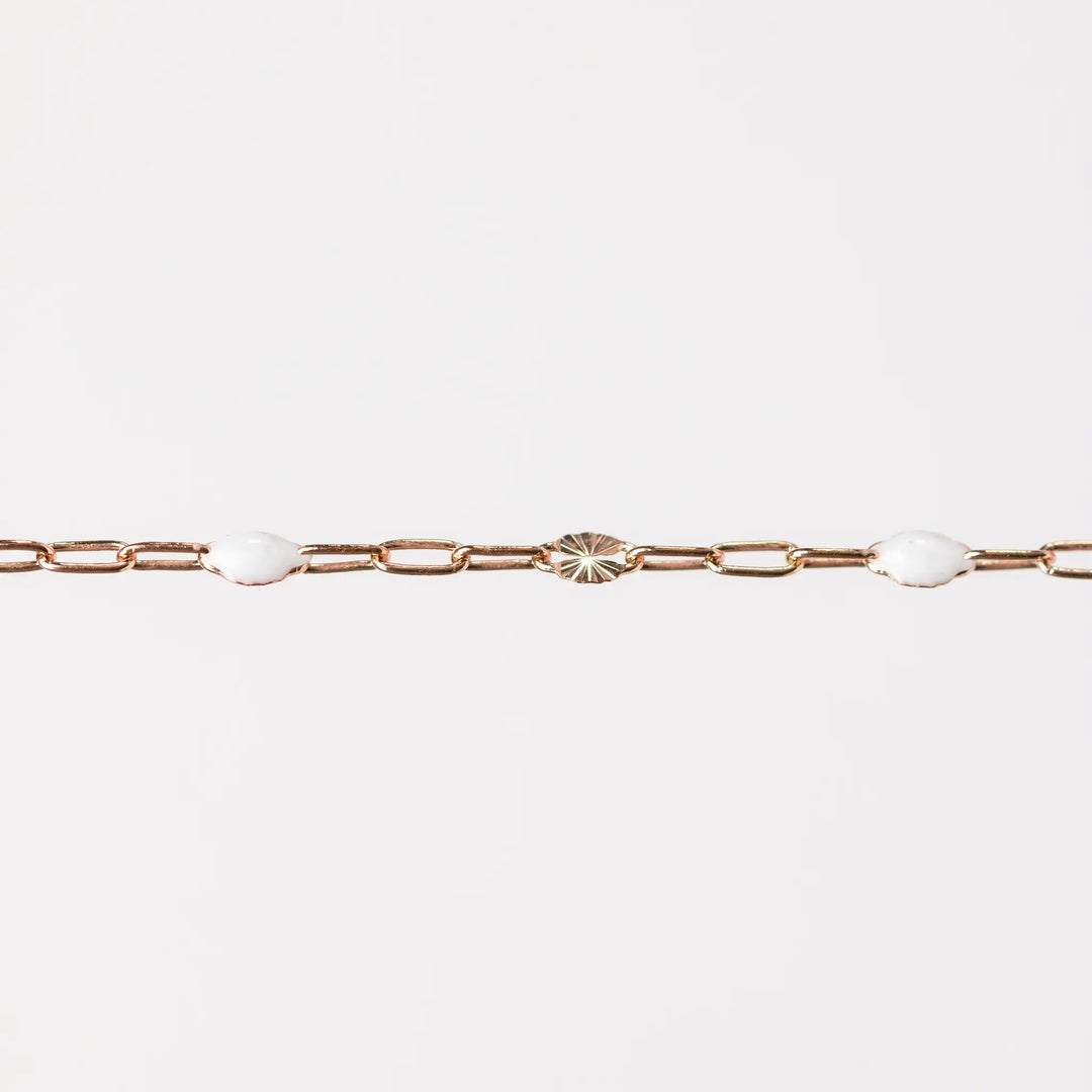 Harper Permanent Jewelry Chain, Alternating Paperclip and Starburst Links with Enamel Beads, Available in Sterling Silver by Sunstone Welders