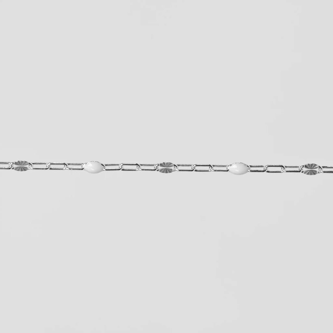 Harper Permanent Jewelry Chain, Alternating Paperclip and Starburst Links with Enamel Beads, Available in Sterling Silver by Sunstone Welders