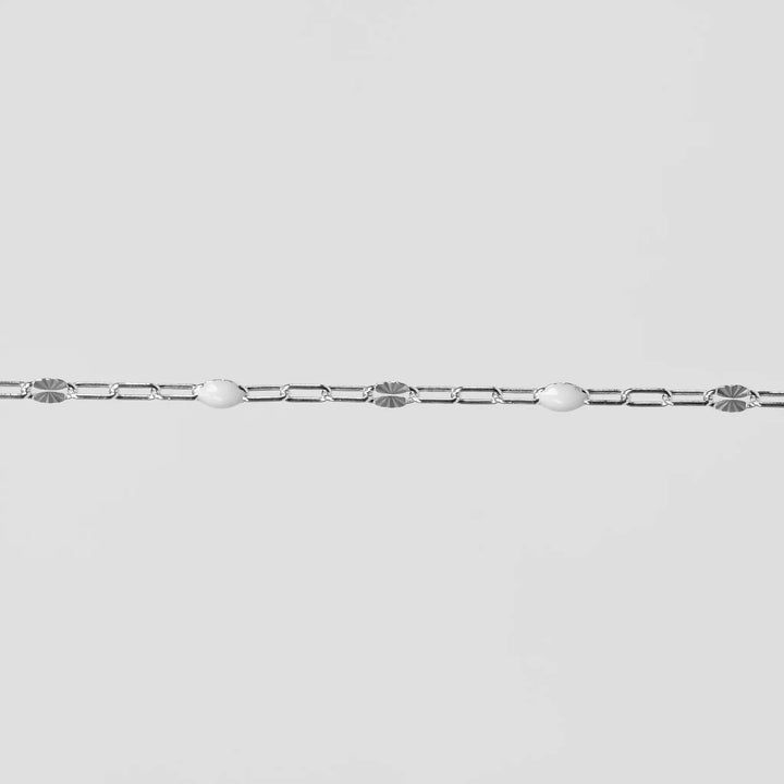 Harper Permanent Jewelry Chain, Alternating Paperclip and Starburst Links with Enamel Beads, Available in Sterling Silver by Sunstone Welders