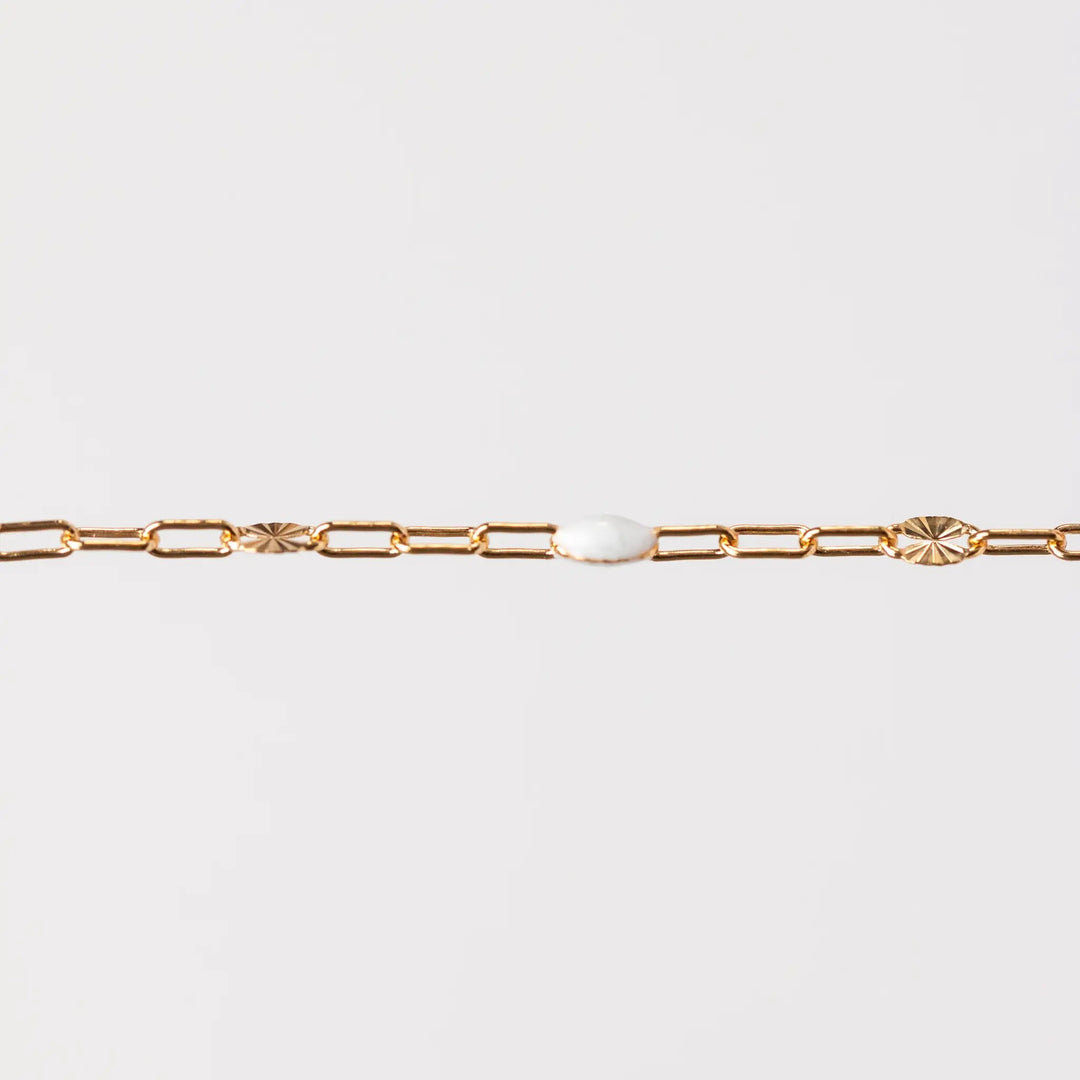 Harper Permanent Jewelry Chain, Alternating Paperclip and Starburst Links with Enamel Beads, Available in Sterling Silver by Sunstone Welders