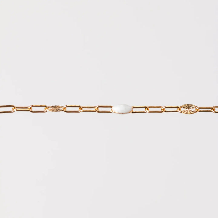 Harper Permanent Jewelry Chain, Alternating Paperclip and Starburst Links with Enamel Beads, Available in Sterling Silver by Sunstone Welders