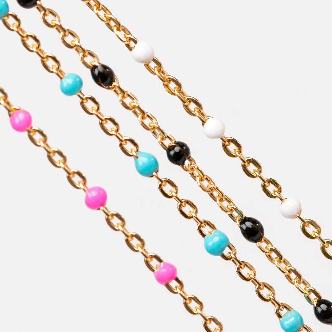 Hazel Permanent Jewelry Chain, DC Cable with Enamel Beads, Available in Silver and Gold Options by Sunstone Welders