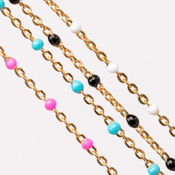 Hazel Permanent Jewelry Chain, DC Cable with Enamel Beads, Available in Silver and Gold Options by Sunstone Welders