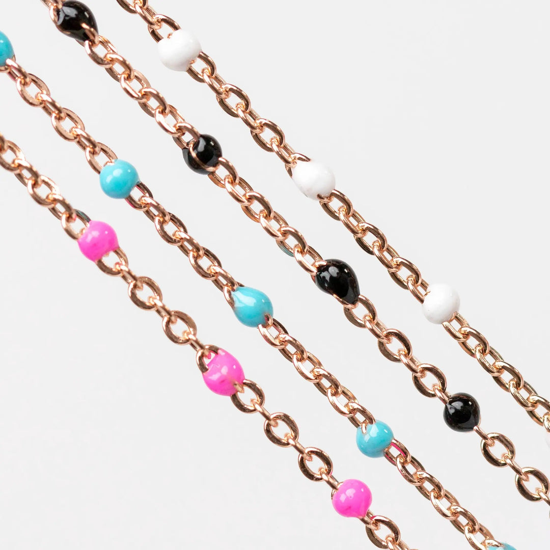 Hazel Permanent Jewelry Chain, DC Cable with Enamel Beads, Available in Silver and Gold Options by Sunstone Welders