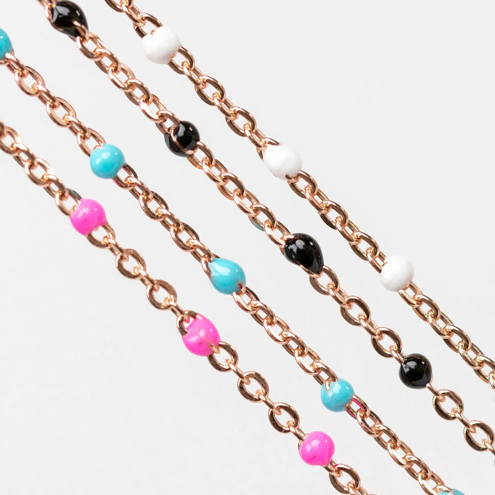 Hazel Permanent Jewelry Chain, DC Cable with Enamel Beads, Available in Silver and Gold Options by Sunstone Welders