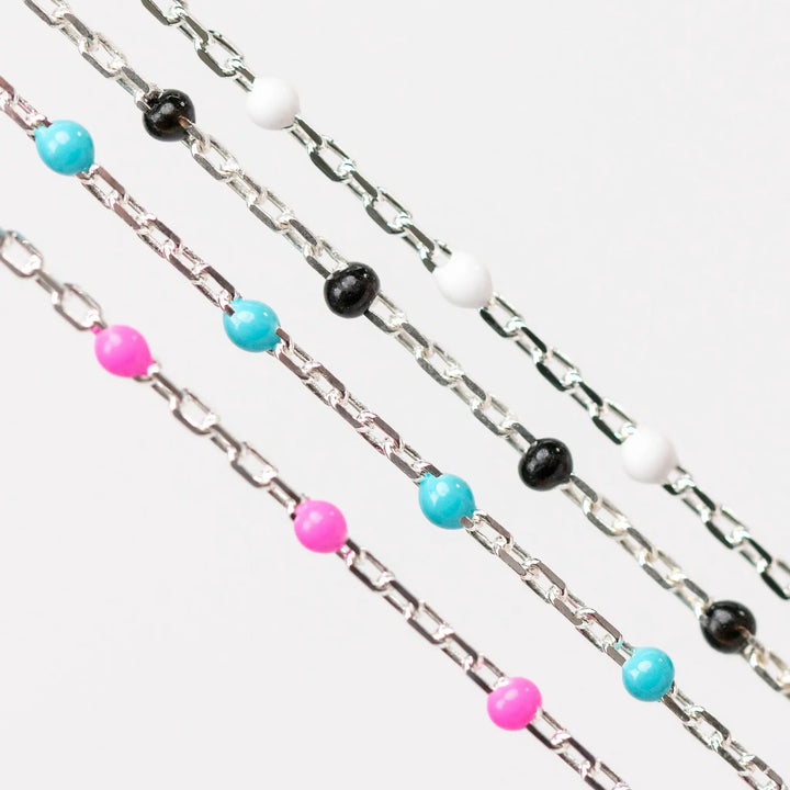 Hazel Permanent Jewelry Chain, DC Cable with Enamel Beads, Available in Silver and Gold Options by Sunstone Welders