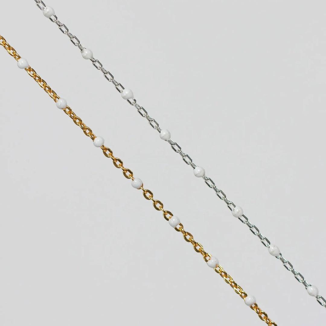 Hazel Permanent Jewelry Chain, DC Cable with Enamel Beads, Available in Silver and Gold Options by Sunstone Welders