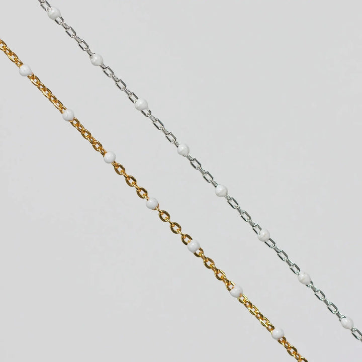 Hazel Permanent Jewelry Chain, DC Cable with Enamel Beads, Available in Silver and Gold Options by Sunstone Welders