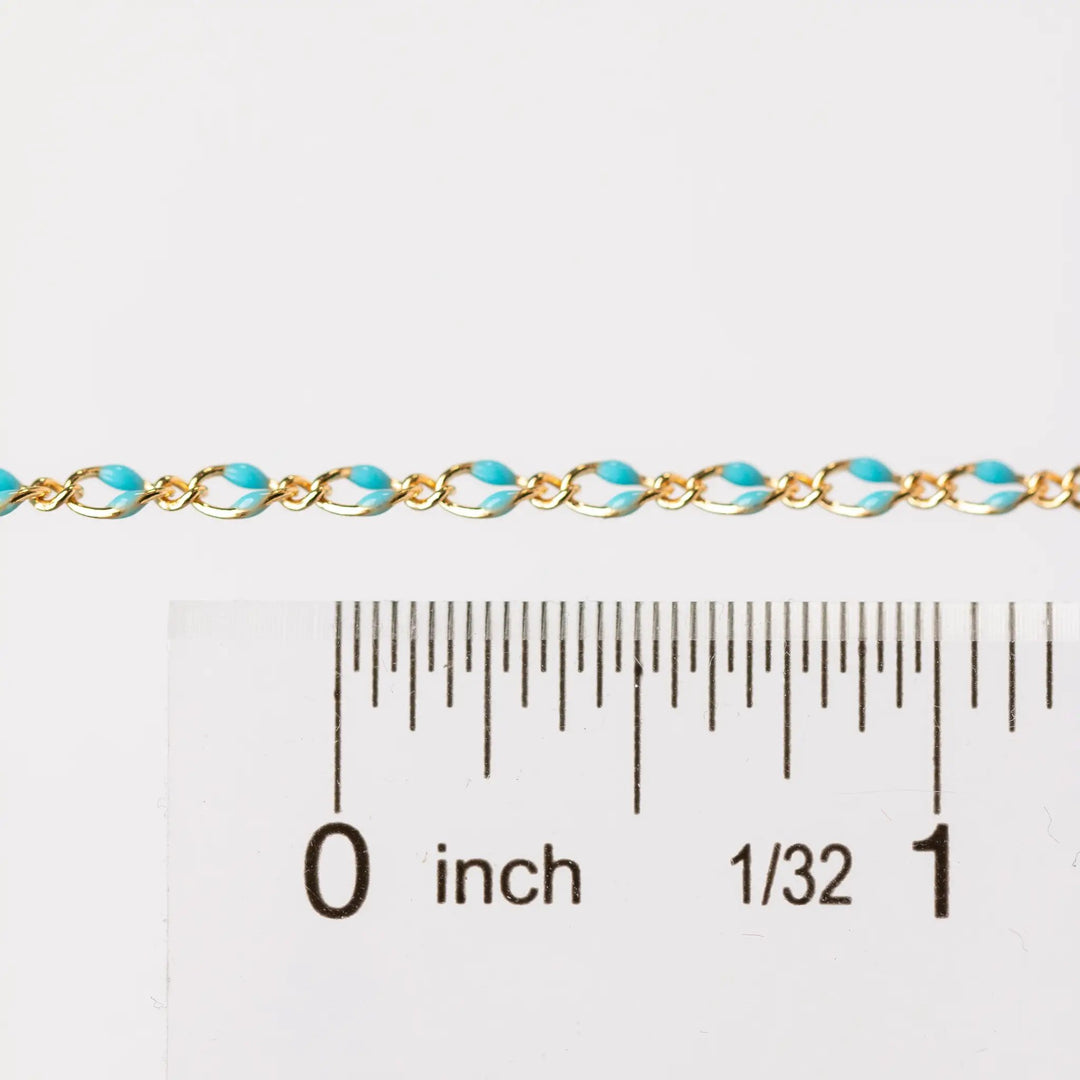 Jasmine Permanent Jewelry Chain, Figaro Design with Enamel Beads, Available in Silver and Gold Options by Sunstone Welders