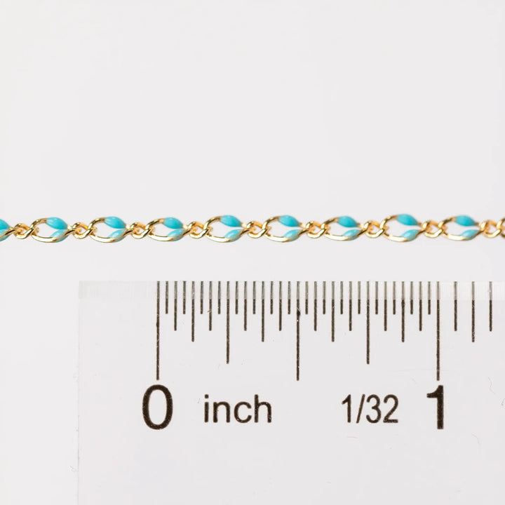 Jasmine Permanent Jewelry Chain, Figaro Design with Enamel Beads, Available in Silver and Gold Options by Sunstone Welders