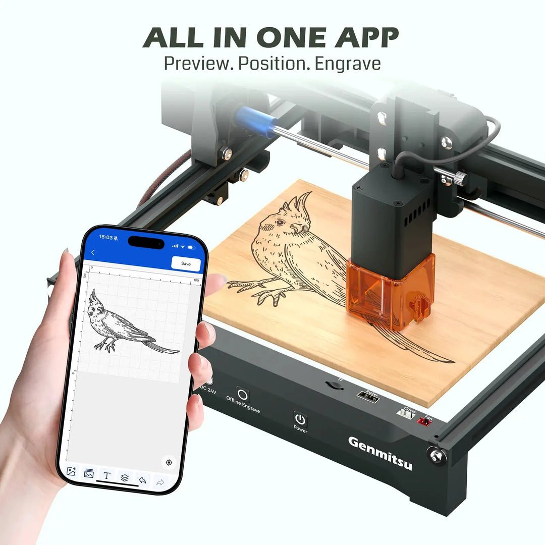 Kortek Laser Engraver Machine, 2.5W/5W/10W, ±0.01mm High Precision, IR Laser Compatible, Portable CNC Laser Cutter by SainSmart.com