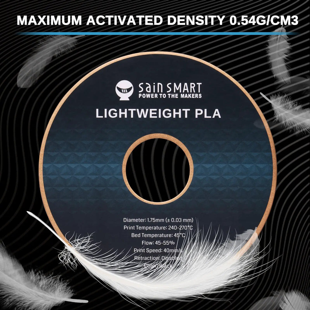 LW-PLA Filament, 1.75mm, Black & White, 1KG, Lightweight Low-Density Active Foaming PLA for 3D Print RC Planes Drone Parts by SainSmart.com